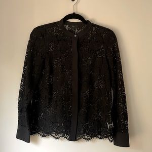 J. Crew black lace button up blouse, size 2